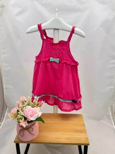 Orchestra robe bretelle fuschia petits pois colorés bébé fille 18 mois