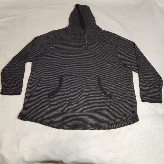 Air Walk Mens Hoodie Sweatshirt Size 4X Black/Gray Pullover Striped Front Pocket