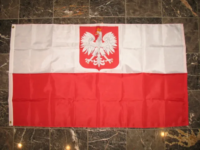 3x5 Poland Polska Eagle 210D Nylon Flag 3'x5' w/ Pin and Clips