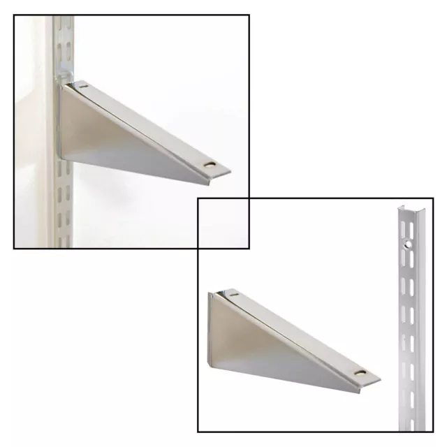 Chrome Wood|Timber Shelf Bracket For Upright Slot|Track|Fit|Fix  Wall Display