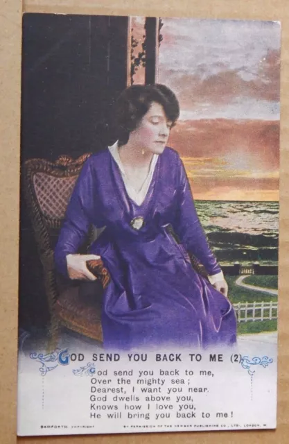 Postcard WW1 Bamforth Song card " God Send you back to Me card 2   unposted