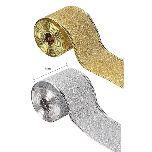 Nastri in tessuto oro argento 10 iarde nastro glitterato fai da te arte artigianato