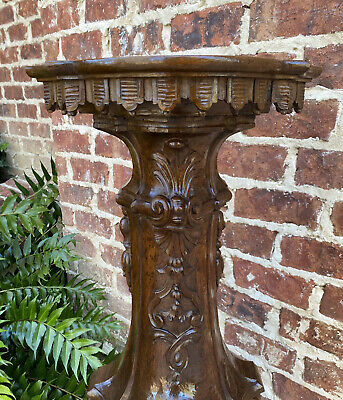 Antique Italian Pedestal Plant Stand Display Table Walnut Baroque 38" Book Rest 3