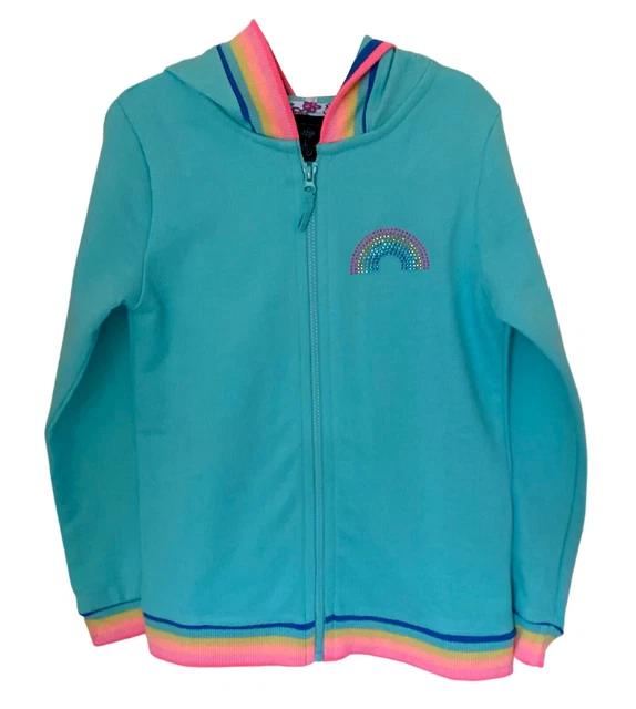 Cynthia Rowley Girls Rainbow Zipped Hooded Jacket Blue Cardigan 3 - 8 Years