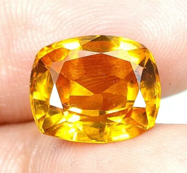 Saphir jaune de Ceylan naturel 6,50 ct coussin certifié pierre précieuse en...