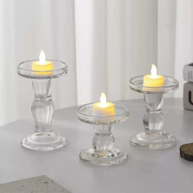 Ins Glass Candle Holders Candlestick Luxury Transparent Candle Tray For Weddi Sn