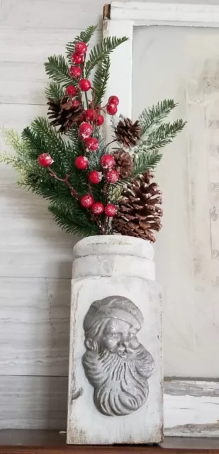 Antique Column Christmas Architectural Pillar Chunky Salvage Zinc Santa Candle