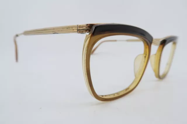 Vintage 50s eyeglasses frames gold metal men's medium made in France Superb