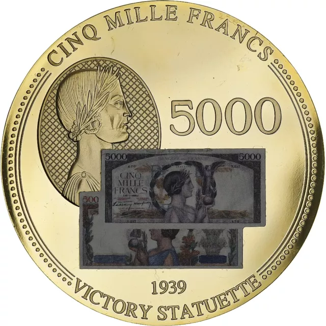 [#1156378] Frankreich, Medaille, Les Anciens Francs, billet de 5000 Francs Victo