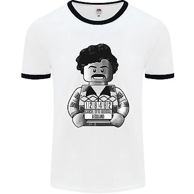 Pablo Escobar Mens White Ringer T-Shirt