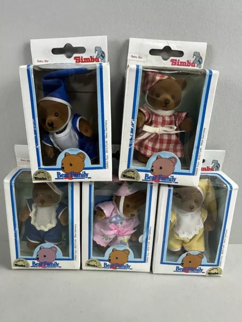 Original Simba Toys Bear Family Baby Bär 5 Stück Mit OVP 1979 Bär Familie