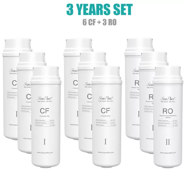 3 Years Set CF RO Water Filter Cartridge For SimPure Q3-600 Tankless RO System