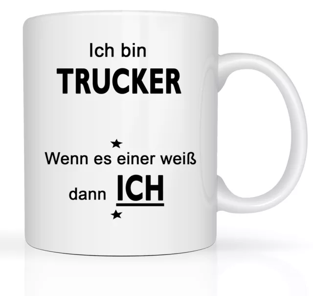 Berufs Tasse mit Trucker Motiv Arbeitstasse Scherztasse Weiss Geschenktasse