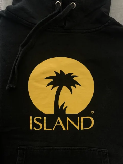 Vintage Island Records Logo Promo Hoodie Sweatshirt Black Medium Marley Rare Vtg