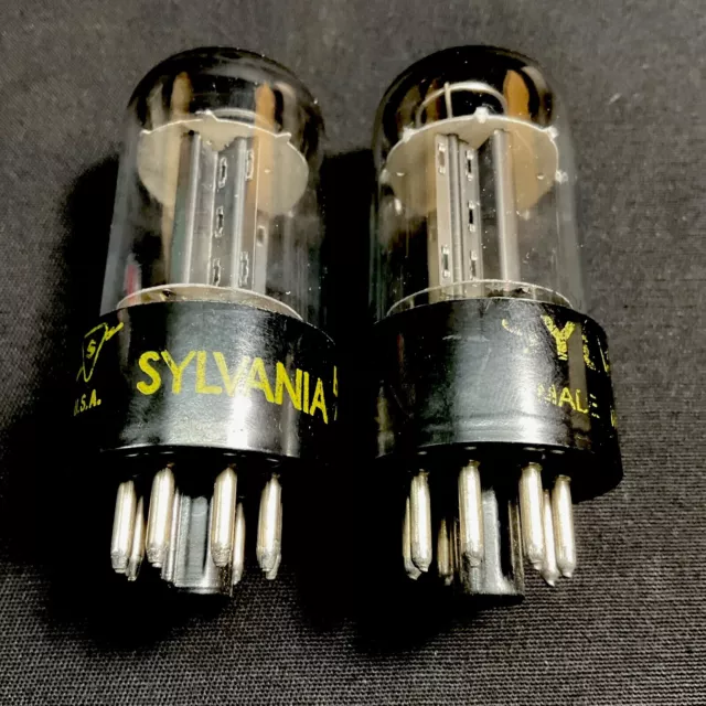 Matched Pair Sylvania 6Sn7Gtb Audio Vacuum Tubes Tested Black Plates B.10133.C