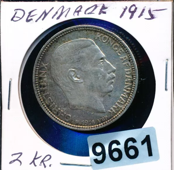 DENMARK - 2 KRONER - 1915 - SILVER k820 - #9661