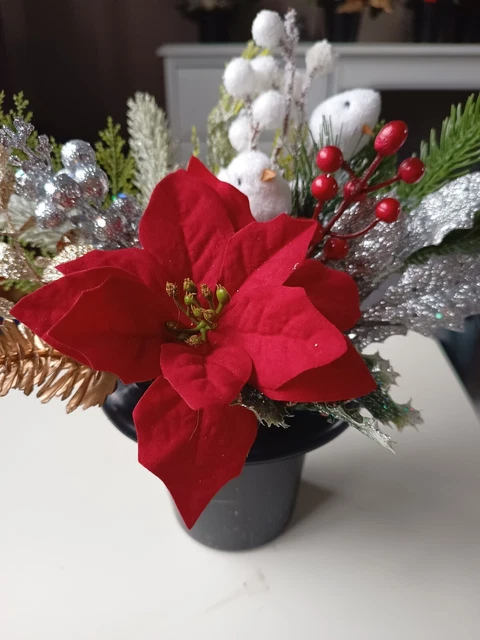 Grave Flowers - Cemetery Flowers - Artificial Flowers For Graves - Christmas pot
