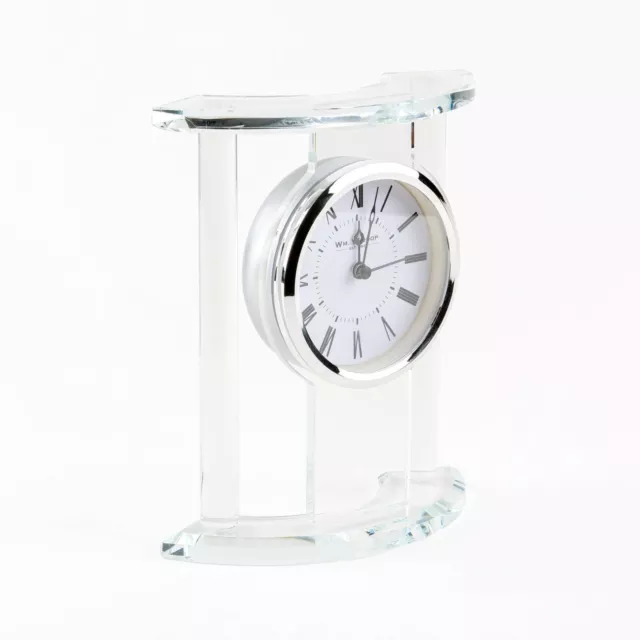 Glass finish round Mantle Clock with White dial By Widdop 2