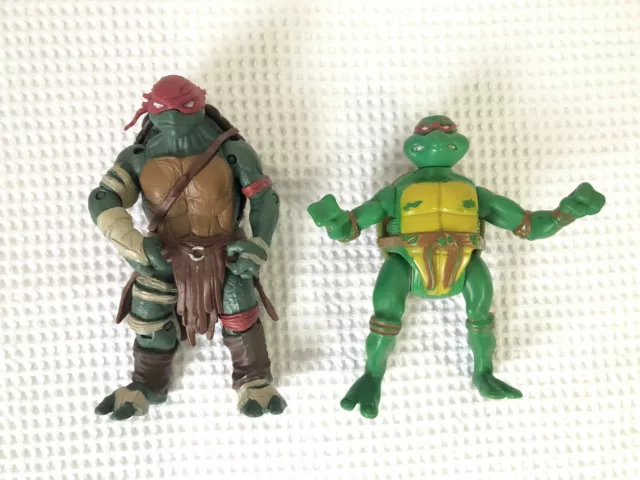 Figure Tartarughe Ninja mutanti adolescenti x2 diversi giocattoli tascabili *retro/rari*