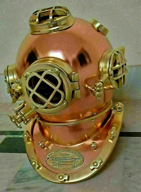 Casque de plongée sous-marine 45,72 cm avec base en bois Casque de plongée sous-marine US Navy Mark V Casque de plongée sous-marine Casque de plongée Casque décoratif pour la maison – acheter