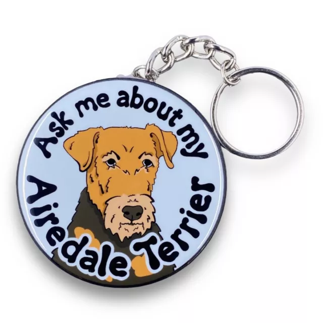 Airedale Terrier Keychain Ask Me About My Dog Key Ring Accessories Pet Gift