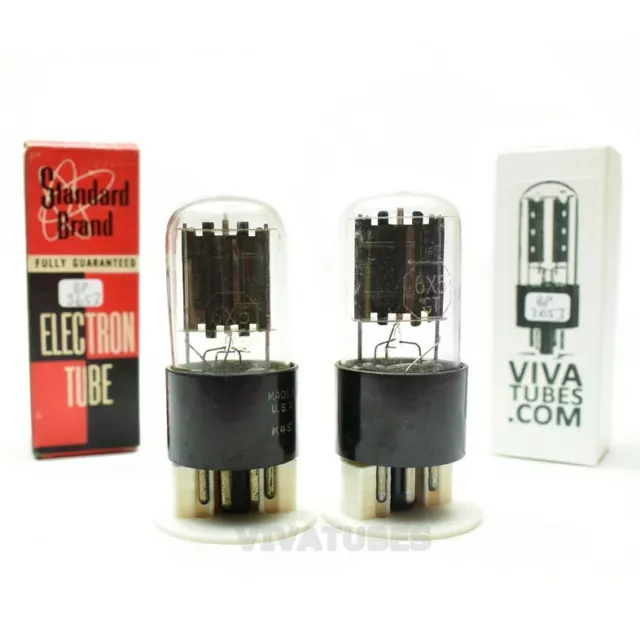 Tests NOS Matched Pair RCA USA 6X5GT/G Black Flat Plate [] Get Vacuum Tubes