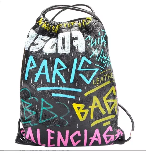 Balenciaga Bazar Graffiti Bag Leather Backpack