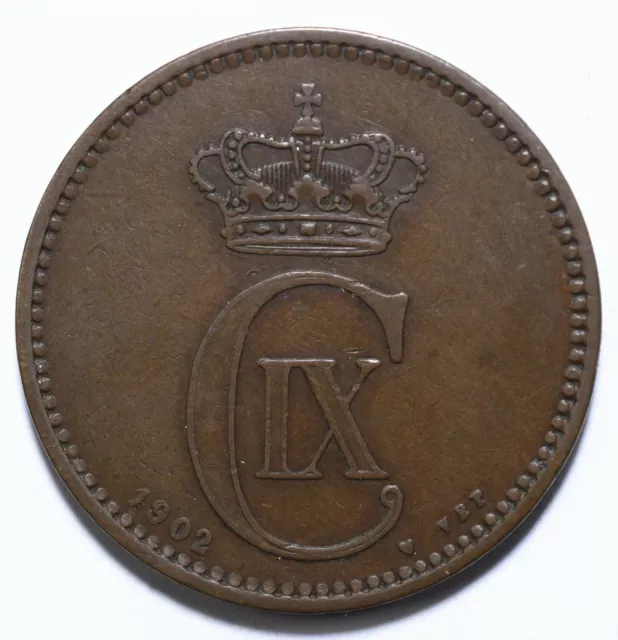 1902, Denmark, 5 Ore, Christian IX, Bronze, EF, KM# 794, Lot [522]