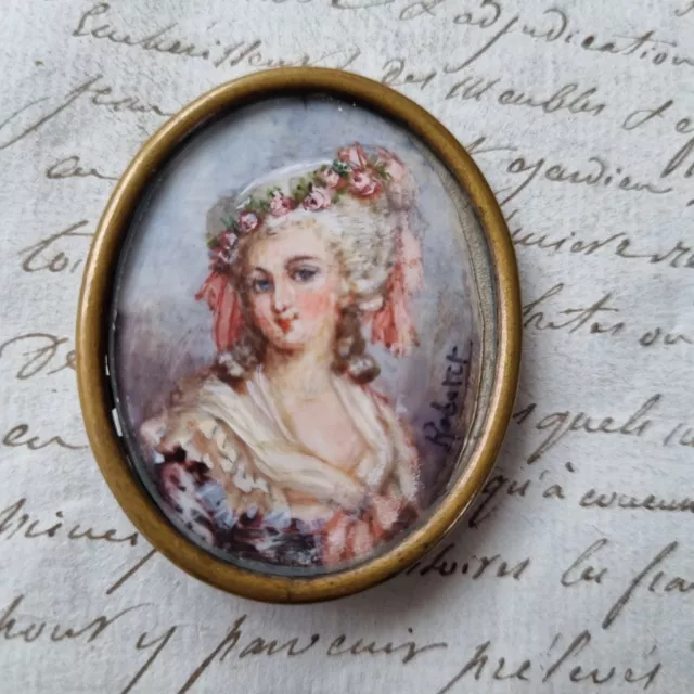 Portrait Miniature Mme de Lamballe Louis XVI  Peinte French Handpainted