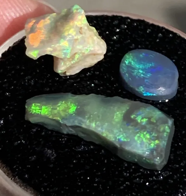Black Crystal Opal Australia Lightning Ridge Parcel 4.1ct Precious Gems Opals