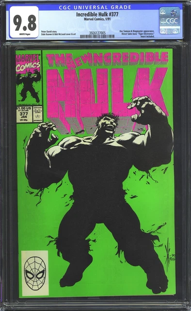 Incredible Hulk #377 CGC 9.8 NM/MT Amazing Cover! 1st Professor Hulk Marvel 1991