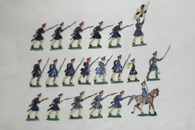 Zinnfiguren, Flachfiguren, Preußen 1813/15, Landwehr im Angriff, OB!