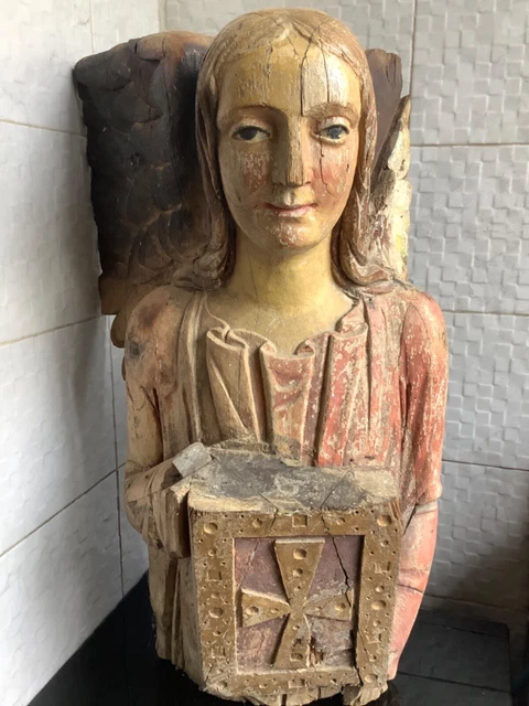 Sculpture Ancienne Soldat Romain En Bois - Europe, XVIIIe Siècle, 49 Cm