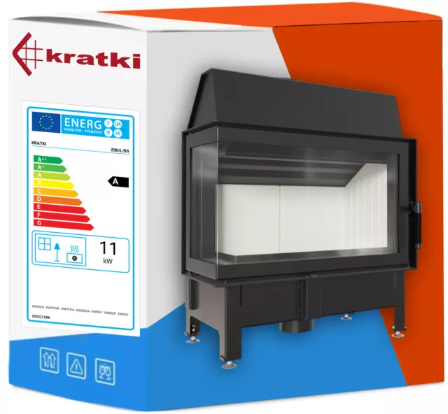 kaminöfen  Kratki EEK A Kamineinsatz Zibi 12L 11kW Heizeinsatz links verglast
