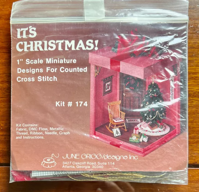 It's Christmas 1 inch Scale Miniature Cross Stitch kit# 174-New