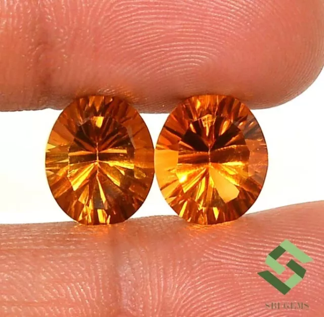 12x10MM Natural Madeira Citrino Elegante Ovalado Cóncava Corte Par 9.53 Cts