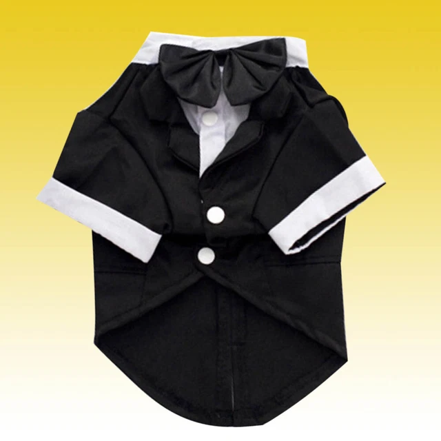 Traje de boda para esmoquin perro Dapper perro mascota disfraz con lazo - negro