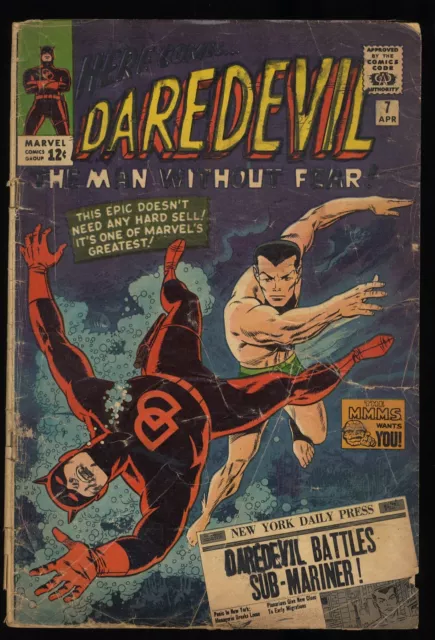 Daredevil #7 GD- 1.8 (Qualified) 1st New Red Costume! Sub-Mariner App!