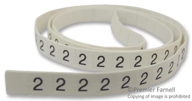 PRO POWER - Pre-Printed Heat Shrinkable Cable Marker, 2, White, 3mm, 100 Pack