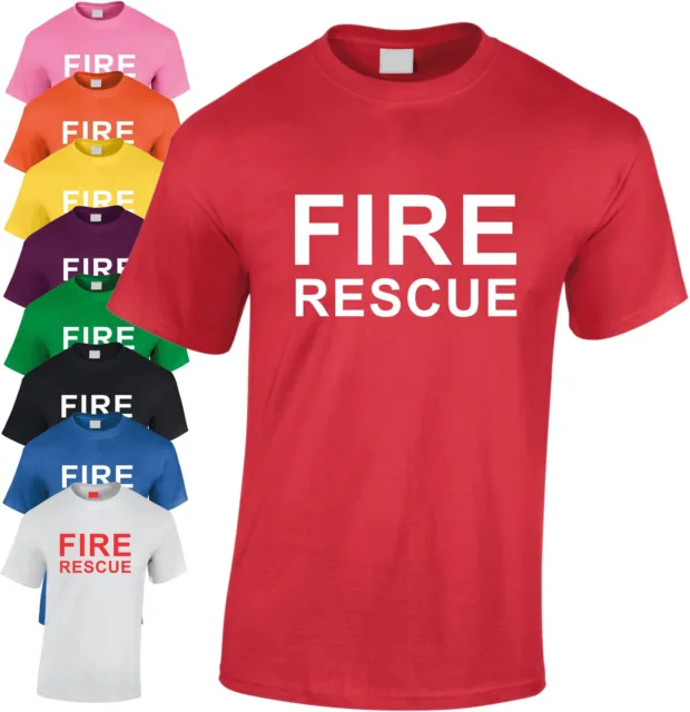 Fire Rescue Children's T Shirt Kid's Fancy Dress Tee Youth Top Fireman Costume