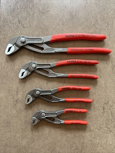 KNIPEX COBRA WASSERPUMPENZANGEN SATZ 4 tlg Zangen Set 125 150 180 knipex-cobra-wasserpumpenzangen-satz-4-tlg-zangen-set-125-150-180