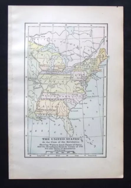 Antique Map: The United States of America in 1783 at Close of Revolution, 1899