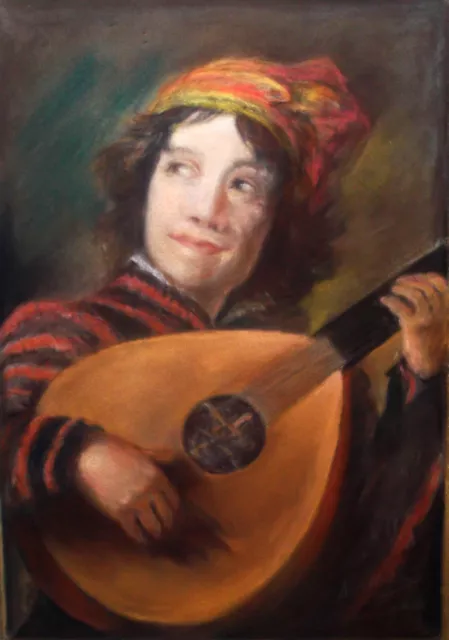 El Bufón De Laúd Según Frans Hals - Pastel Firmado Y Enmarcado - 34 x 24 Vista