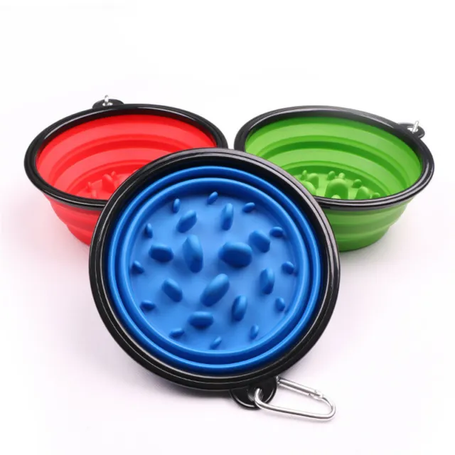 Pet Dog Bowl for Small Large Dogs Trip Foldable Slow Puppy Food Bowls Pet Feeder