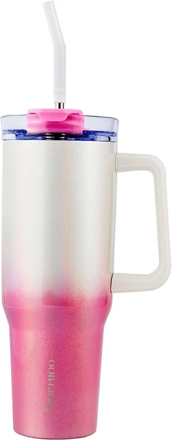 Simple Modern 40 OZ Tumbler with Handle & Straw Steel Travel Mug Iced Coffee Cup