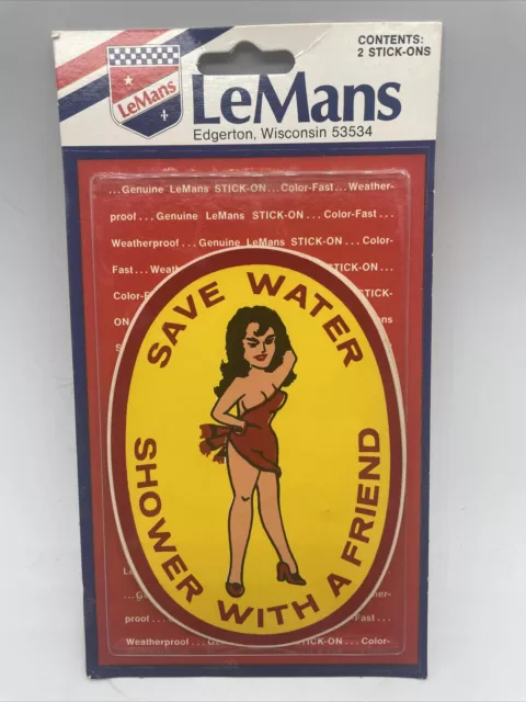 2 - Save Water Shower With A Friend NOS Decal Sticker Biker Hot Rat Rod 70s 80s