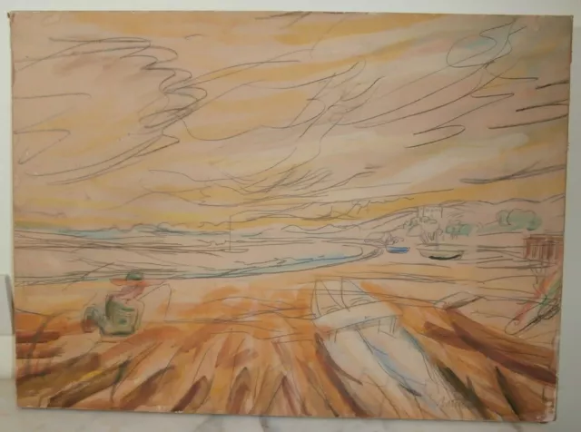 Luigi Bartolini marine landscape plated paper 60x45 cm signed