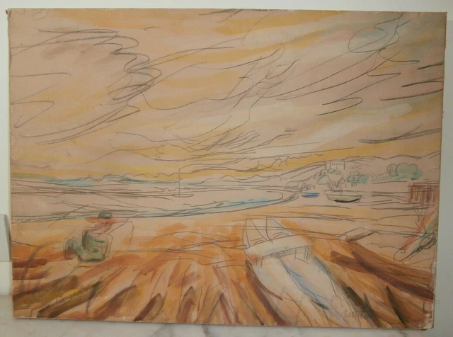 Luigi Bartolini marine landscape plated paper 60x45 cm signed Luigi Bartolini marine landscape plated paper 60x45 cm signed