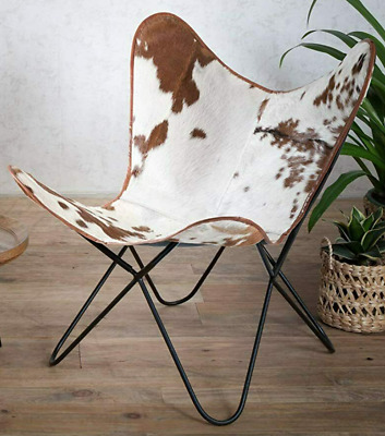 Cowhide Handmade Vintage Leather Butterfly Folding Chair Sleeper Seat RelaxChair