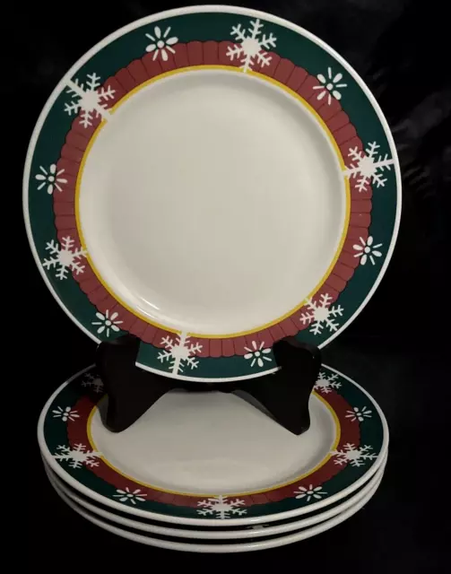 Certified International Corporation 4 Snowflake Design 10 1/2" Dinner Plates